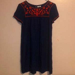Old Navy Floral Embroidered Shift Dress Navy & Orange Size Medium